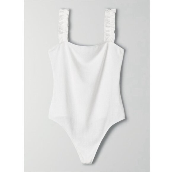 nwot Sunday best ribbed ruffle bodysuit M - Picture 4 of 6